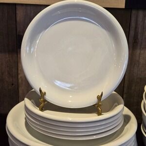 Set 6 Arzberg Germany Hobby White Porcelain 7 7/8" Salad Plates rolled rim